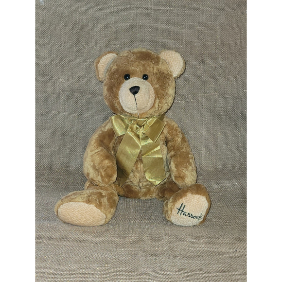 Harrods Other - Harrods Knightsbridge London England Golden Bow Teddy Bear Plush Stuffed Animal